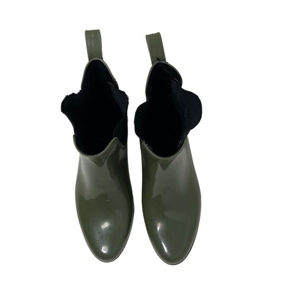 J Crew Chelsea Outdoor Stretch Inset Ankle Rain Boots Olive Green Women's 6 - Picture 2 of 10